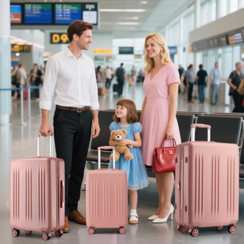 Image of Kono 3 Piece Expandable Luggage Set with Spinner Wheels Hardshell, Nude