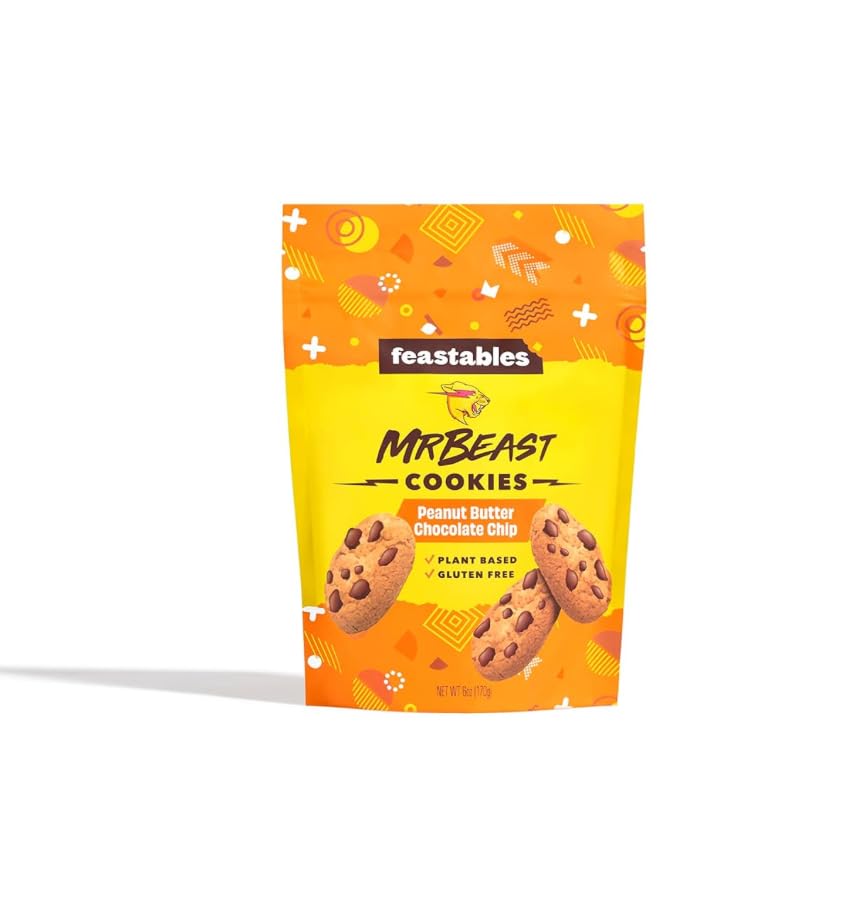 Miniatura 2 de Feastables Mr. Beast Galletas de mantequilla de maní Chocoloate Chip paquete de 2 paquetes de 6 onzas