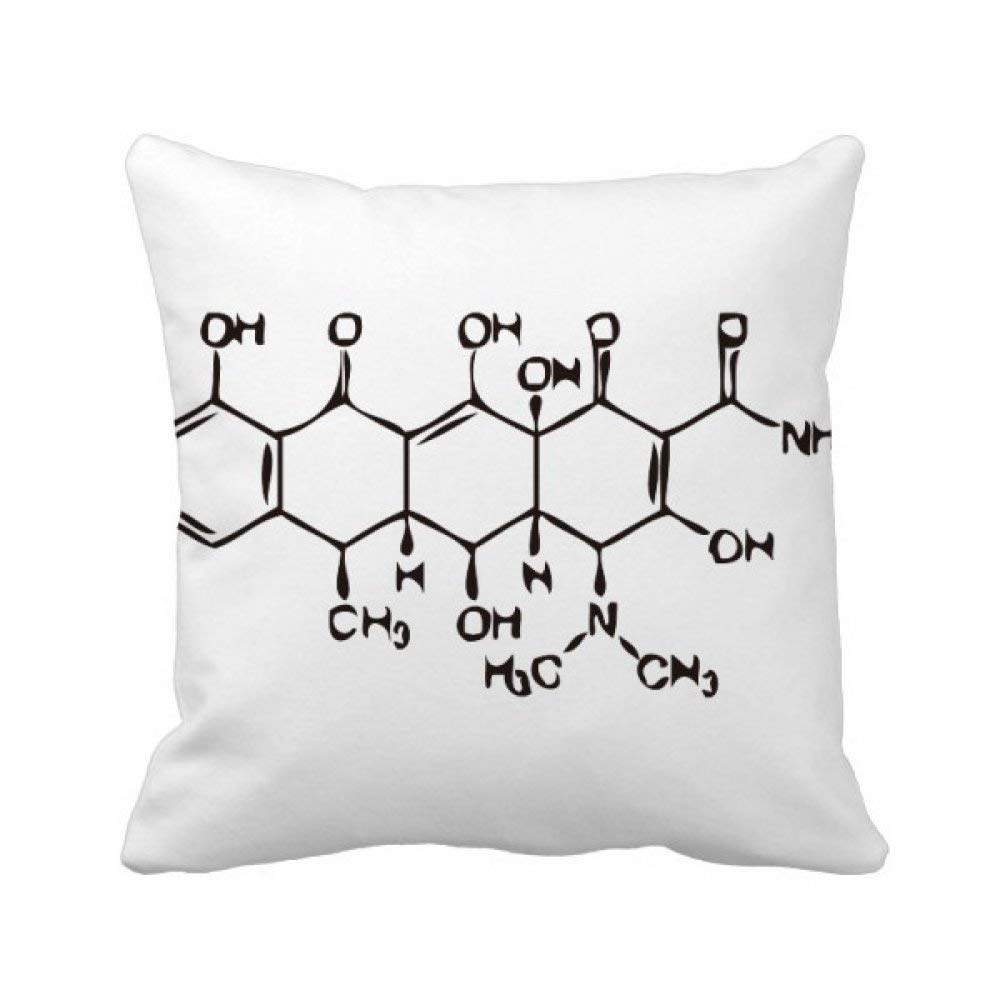 Housse de coussin chimie organique moléculaire motif structure atomique noire et blanche