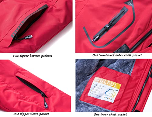 Image of WULFUL Boy's Waterproof Ski Jacket Warm Fleece Hooded Winter Snow Coat