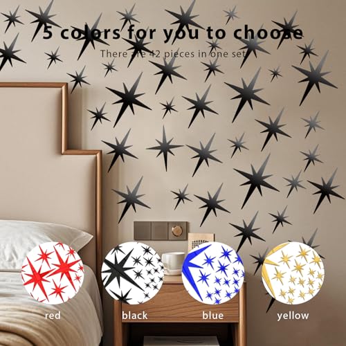 Set de 42 adhesivos de pared en forma de estrella negro miniatura 6
