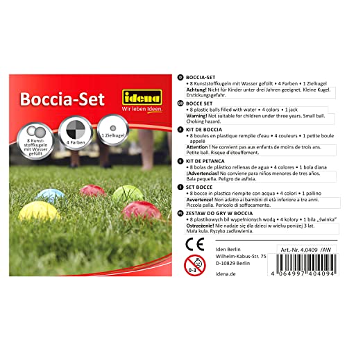 Idena 40409 Jeu de pétanque avec 8 Boules colorées, cochonnet et Panier de Transport, Jeu d'adresse pour Enfants et Adultes, Jeu de Sport pour l'extérieur, idéal pour l'été, dans Le Jardin ou Le Parc – Image 5