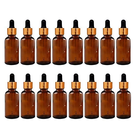 Bihari Brothers Set of 16-30 ml Glass Round Amber Bottles (Neck size:18mm) with Golden Ring Dropper Silicon Teat refillable Leak Proof for Essential Oils serum Bottle and face Oils-image-41