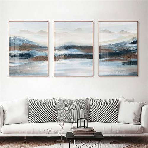 3 Images Set-Tableaux sur Toile Abstraits Modernes Représentant Des Vagues Océaniques Parfaits pour Décorer un Salon une Chambre un Bureau Ou Toute Autre...