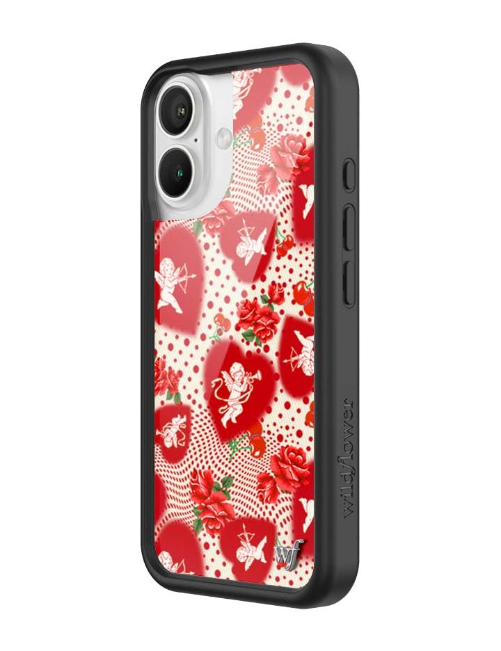 Image of Wildflower Cases - Compatible with iPhone 16 | Protective Black Bumper, 6.5ft Drop Test Certified, Women Owned Small Business | Love Hearts Rose Red Cute | FLL Collab - Cupid Dot