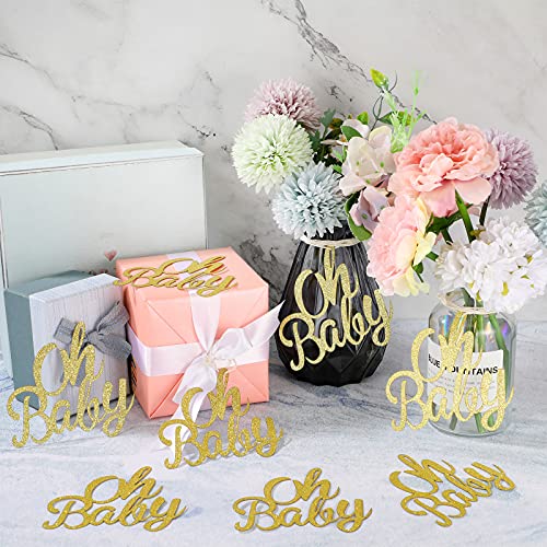 10 Pieces Baby Shower Cutout, Baby Table Centerpiece, Glitter Gender Reveal Party Decoration, Baby Shower Table Decoration With Rope For Home Birthday Party, Kids' Party Decoration (Gold) #TOP6