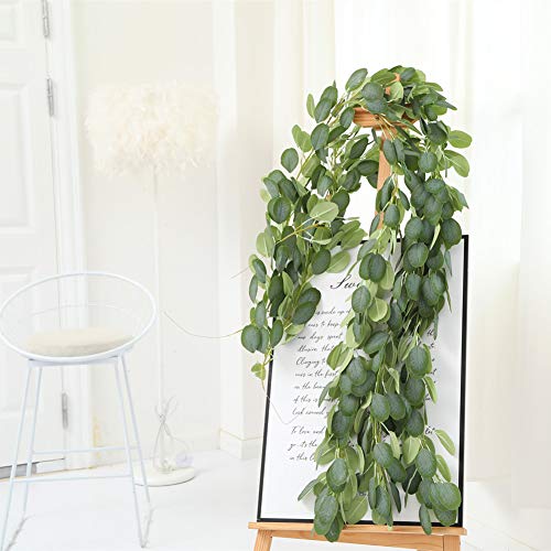 CQURE Eucalyptus Garland,Artificial Eucalyptus Leaves Greenery Garland Wreath Vine Wedding Party Table Backdrop Arch Wall Decor - Thumbnail 2