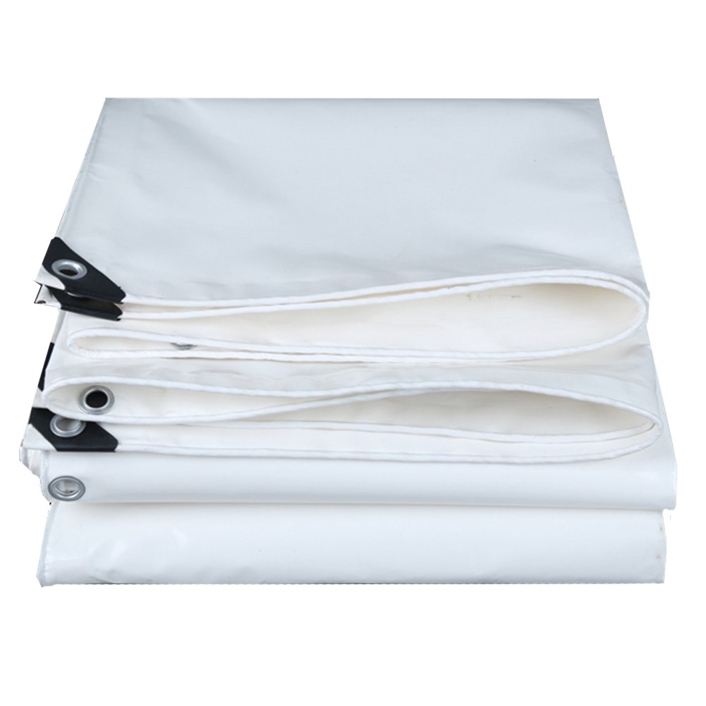 CHAOXIANG Tarpaulin Waterproof Heavy Duty Waterproof Shade Cloth Thicken Wear Resistant Linoleum Canopy Cloth PVC, 550G/㎡, 14 Size (Color : White, Size : 2.8X5.8m)