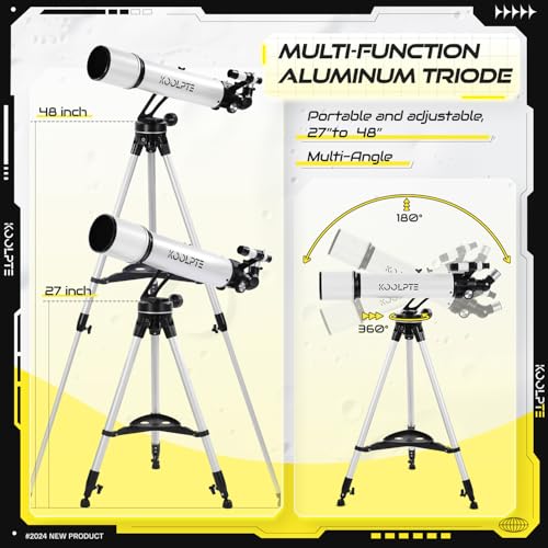 image for Koolpte Telescope, 90mm Aperture 700mm - Vertisteel AZ Mounting Base, 
