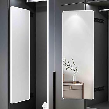Push-Pull Retractable Full-Length Mirror Closet, Built-in Folding Sliding Rotating Dressing Mirror, Invisible Rotating Wall Mounted Dressing Mirror for Inside The Cabinet