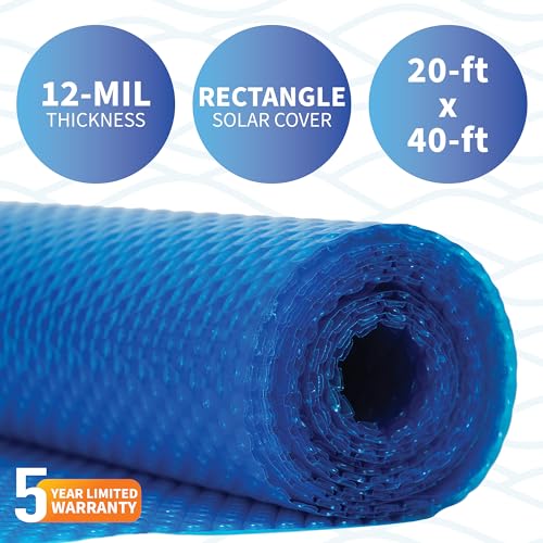 Solar Blanket for Rectangular In-Ground Pools - 20ft x 40ft, Blue - for Pool Owners