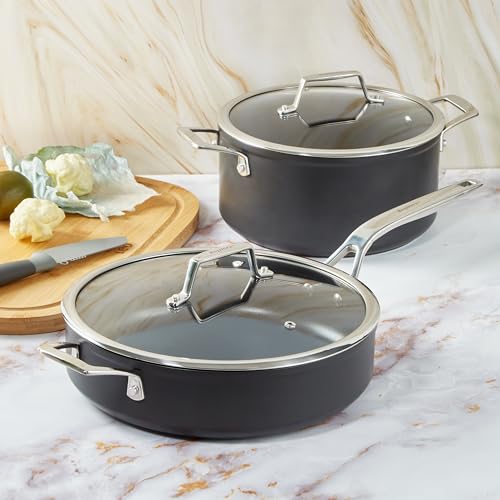 BergHOFF Essentials 10Pc Non-stick Hard Anodized Cookware Set With Glass lid, FernoGreen Non-toxic Nonstick Coating, Stainless Steel Handle, Induction Pots and Pans, Black - Image 5