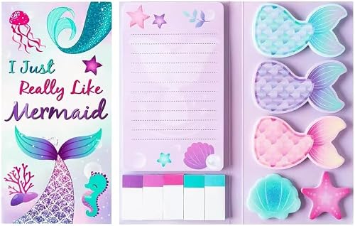 Mermaid & Monster Sticky Note Tabs, 880 Sheets Self-Adhesive Write-On Memo Page Markers for Notebooks, Journals & Planners – Fun Separation Flags
