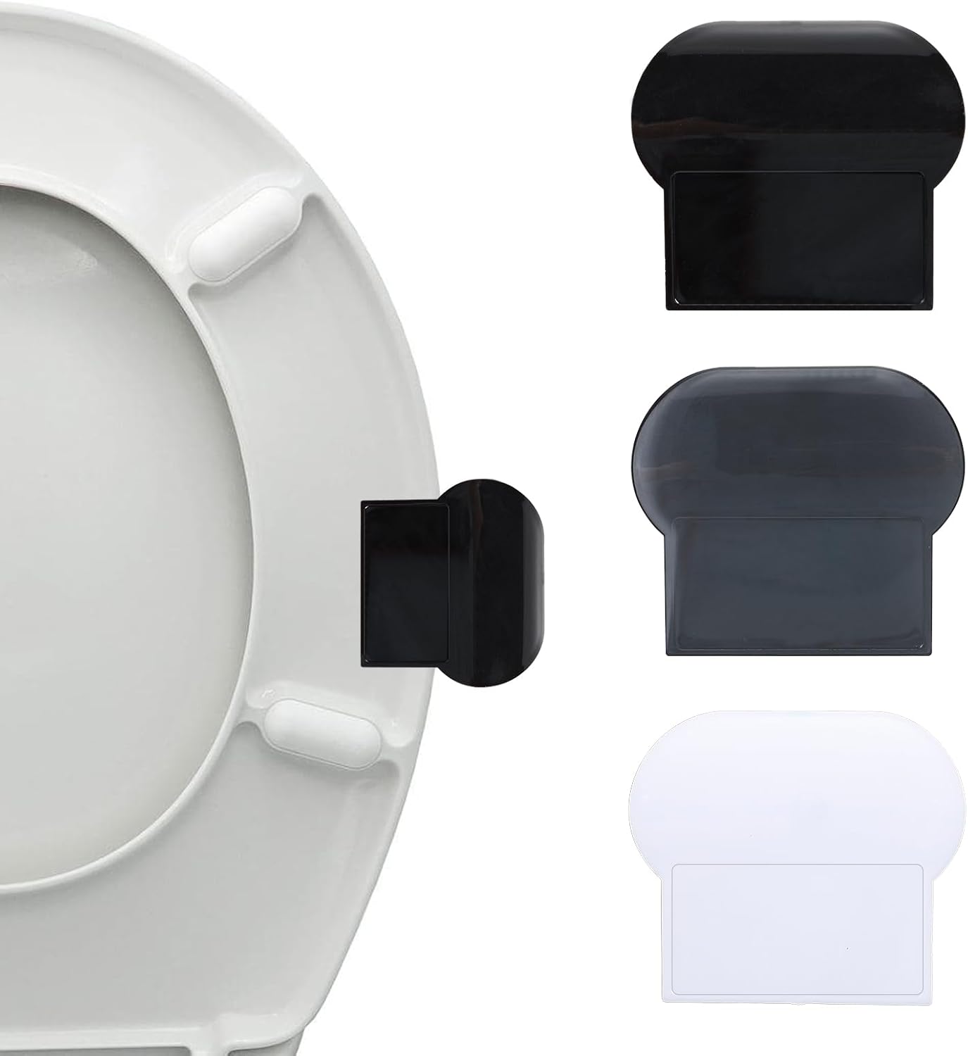 12 Pcs Self Adhesive Toilet Seat Lifter - Hygienic Lid Cover Handle for Home, Office, Hotel (Black+White+Grey) - No Touch Bathroom Accessories