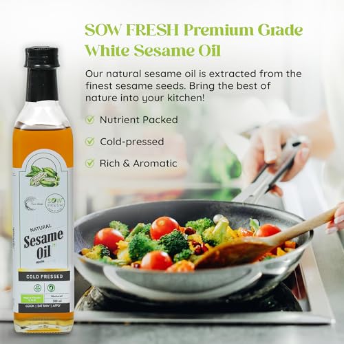 Image of Natural Cold Pressed Sesame Oil 500ml, White, High in Vitamin E, D & K