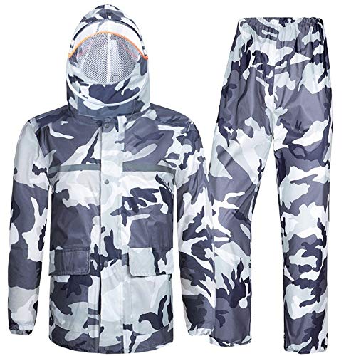 ZBXK Combinaison de Pluie pour Hommes Femmes vêtements de Pluie Veste Pantalon Ensemble étanche Haute visibilité Coupe-Vent à Capuche imperméable Travail Moto Golf pêche Cover