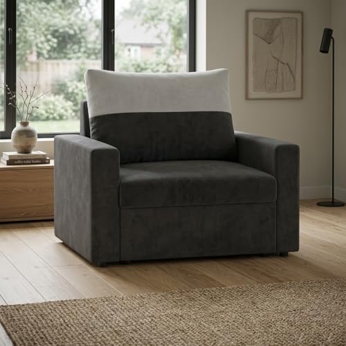 Image of SOCOZI Enrique 1 Seater Sofa Cum Bed | Soft Velvet Suede Fabric | Modern Convertible Design | Plush Comfort Seating for Living Room (Dark Gray)