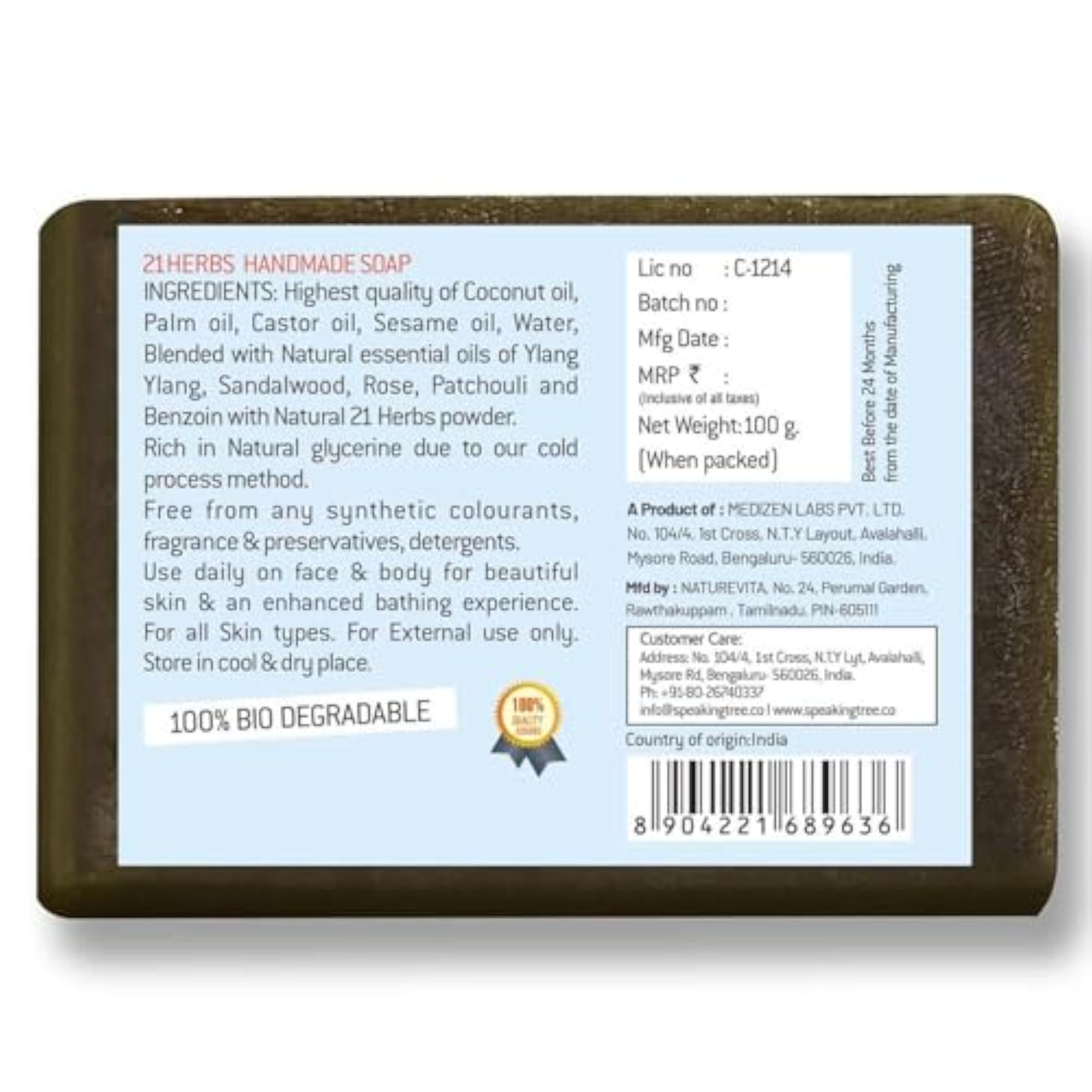 Deep Nourishing 21 Herbs Handmade Soap, Pack of 3