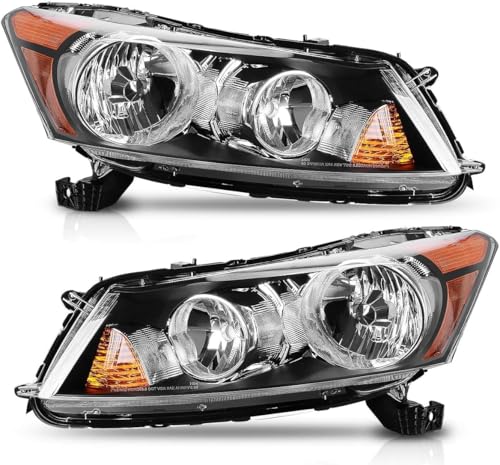 AUTOSAVER88 Headlight Assembly Compatible with 2008-2012 Honda Accord Sedan 4-Door, 08 09 10 11 12 Accord Headlights, Driver and Passenger Side