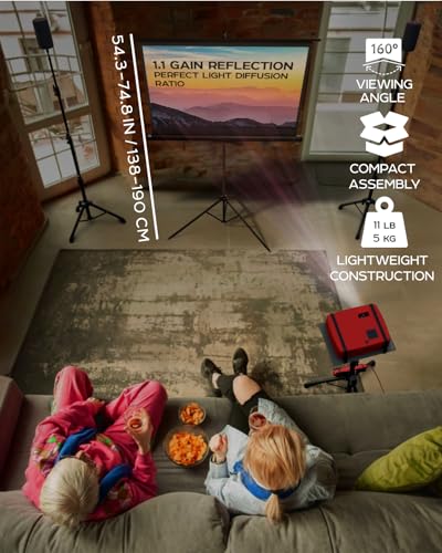 PropVue Projector Screen with Stand 60 inch - Indoor and Outdoor Projection Screen for Movie or Office Presentation - 16:9 HD Premium Wrinkle-Free Tripod Screen