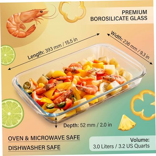 Bandeja rectangular de vidrio borosilicato resistente para horno y mesa 8