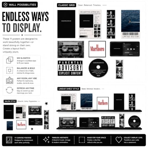 Image of 10 Piece Cigarettes After Aesthetic Poster Set | 300 GSM Multi-Sized Wall Posters with Adhesive Tape | Music, Vintage & Retro Art for Bedroom, Room Decor, Home Decor & Wall Art
