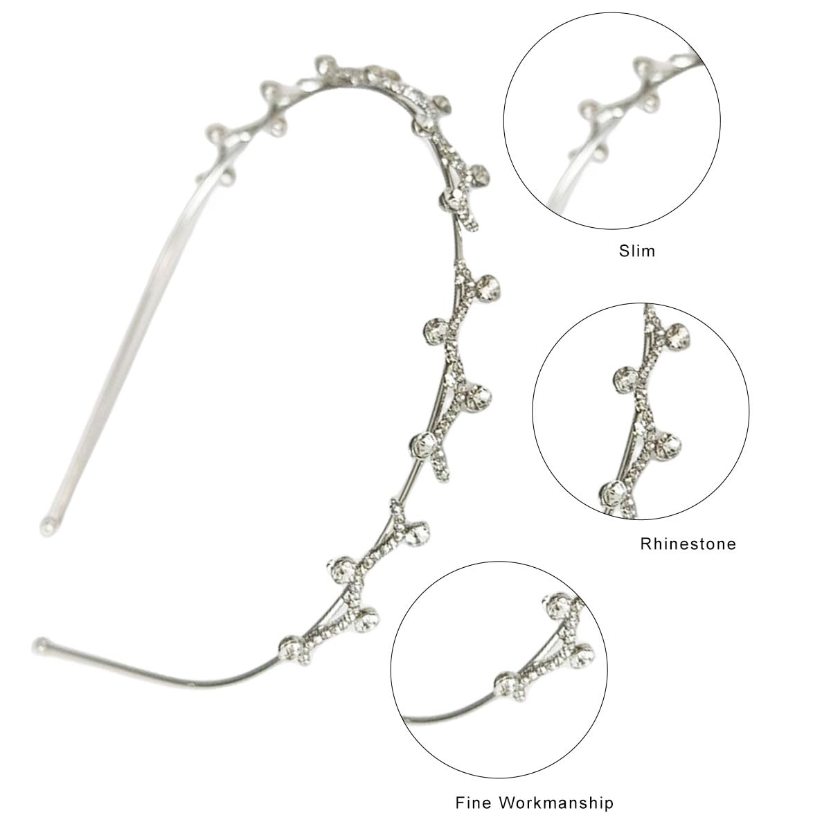 scicent Hair Bands for Women Sliver Rhinestone Hairband Crystal Diamond Headbands Fashion Pearl Head Band Bling Vintage 80s Hair Accessories for Women Girls - Image 2