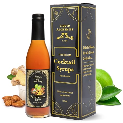 Image of Liquid Alchemist Falernum Syrup for Cocktails - Real Ingredients Make our Falernum Cocktail Syrup a Great Mixer for any Tiki Drink - Our Drink Mixer is Non-GMO Gluten Free & Vegan (12.7 oz)
