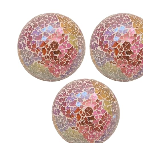 Boules mosaïque en verre de style B : 3 sculptures sphériques d'exception