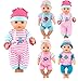 ebuddy 4 set di vestiti per bambole con capezzolo, con tutina, fascia per capelli per bambini da 43 cm, bambola Bitty da 15 pollici