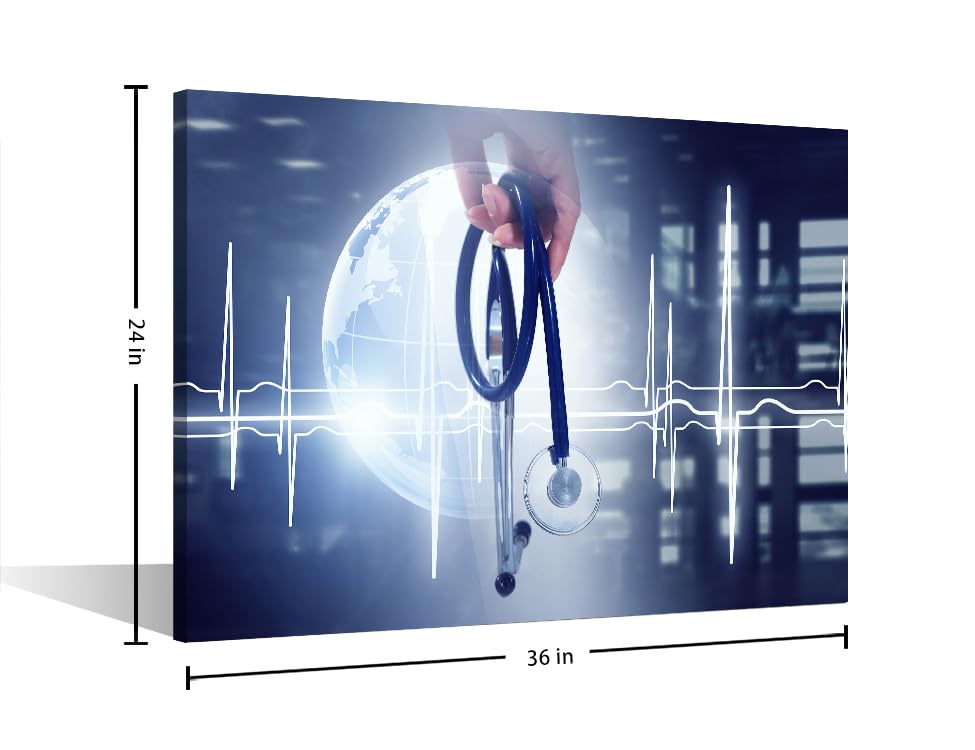 Image of TUMOVO Modern Medicine Concept Poster Wall Art for Living Room 1 Pieces Clinical Laboratory Wall Art Modern Artwork Canvas Wall Art Posters and Prints Framed Ready to Hang, 24 inch Wx36 H
