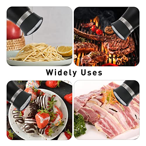 Image of Lonffery Salt and Pepper Shakers, Stainless Steel and Glass Bottle, Set of 2, Black