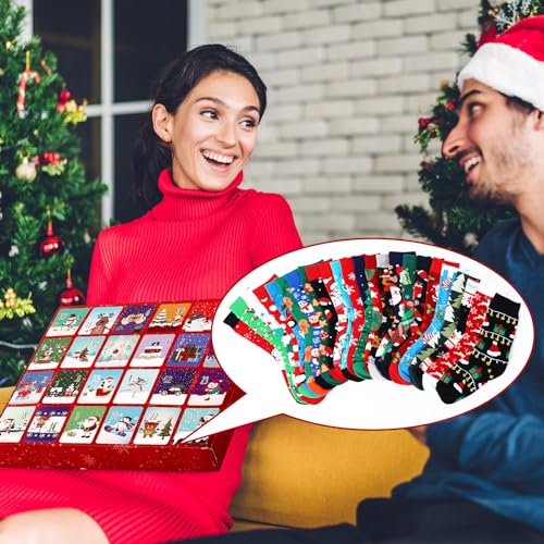 Glitopper 24 Pairs Christmas Sock Advent Calendar 2024 Unisex Socks 24 Days Countdown Gift For Adults Xmas Party Favor thumb #6