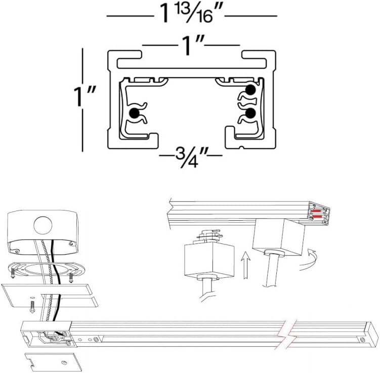 WAC Lighting J2-Series Track Dimensions and Installation Diagram