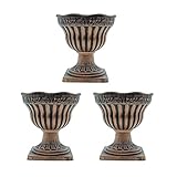 Saim 10' Height Vintage Style Plastic Flower Pot Indoor Outdoor Planter Urn for Plants Planter Holder Home Garden Balcony Decoration, 9.6-Inch Diameter 3Pcs--Aeneous