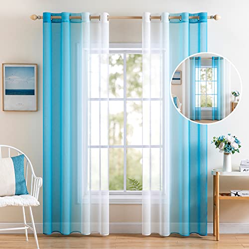 MIULEE Rideau Voilage Lot de 2 Rideaux Dégradé à Oeillet Voilages Intérieur Fenêtre en Polyester Couleur Changée Voile Transparent Décor pour Salon...