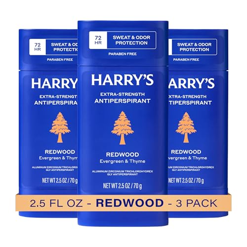 Harry's Extra-Strength Antiperspirant Deodorant, Sweat & Odor Control Antiperspirant for Men, Redwood, 2.5 oz Pack of 3