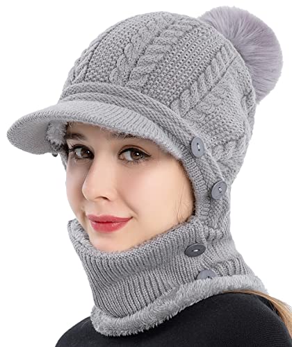 Gorro de invierno femenino tipo slouchy con bufanda y mascarilla miniatura 2