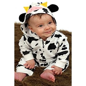 Pelele para bebé de Baby Moo’s, diseño de vaca; disfraz de bebé, regalo ideal para niñas o niños Black, Beige Talla:1-2 años