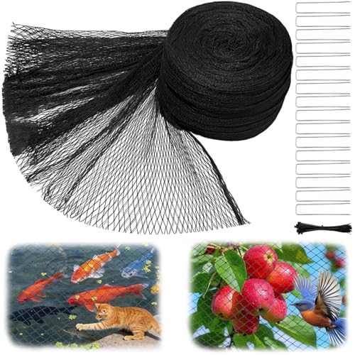 Pond Netting Kit for Leaves 4.5m x 6m Heavy Duty Anti Bird Net Extra Strong Woven Garden Plant Netting Cover for Pea Fish Protection Fine Mesh Protects Koi Fish from Blue Heron Birds Cats