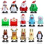 LATERN 14 Stück Weihnachts Aufziehspielzeug, 5CM x 7CM Weihnachts Uhrwerkspielzeug Mini Weihnachtsmann Schneemann Pinguine Springendes Laufspielzeug für Weihnachts Strumpffüller Party Tütenfüller