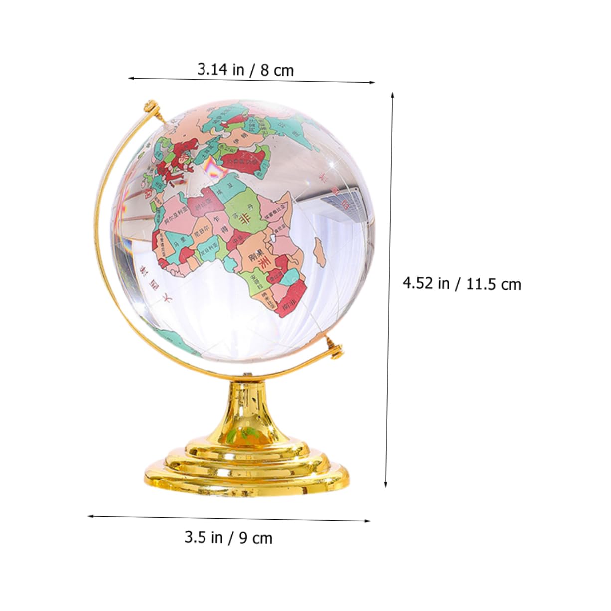 Angoily World Map Crystal Globe Desk Decor Office Decor Rotating Desktop Globe Base Ornaments