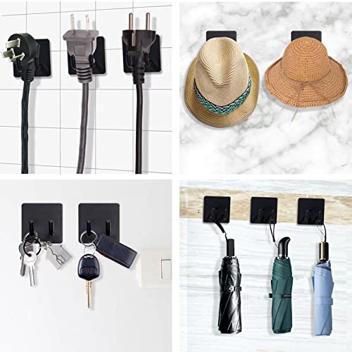 Arthue Adhesive Hooks, Stainless Steel Razor Holder For Shower Hooks,Heavy Duty Wall Mount Robe Towel Hooks For Bathroom Bedroom Hanging Coat, Hat, Key -Black (4 Pack) #TOP2