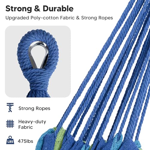 Image of SUNCREAT Double Hammock with Spreader Bar, Carrying Bag, Blue & Green