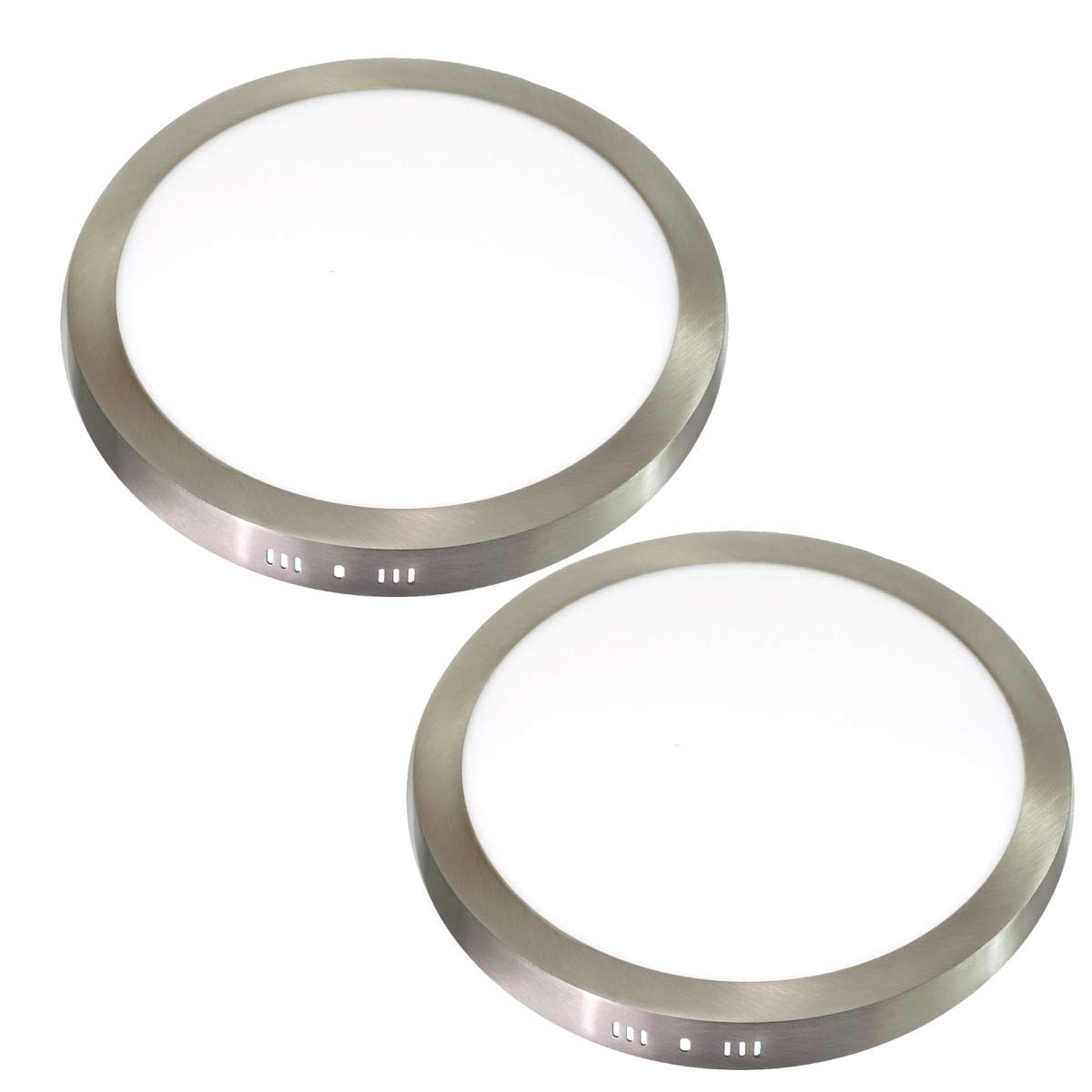 JANDEI - komplet 2 x lamp sufitowych LED 18W, 1920 lumenów 6000K światło białe, pierścień aluminiowy, brzegi stalowe [Klasa efektywności energetycznej A+]