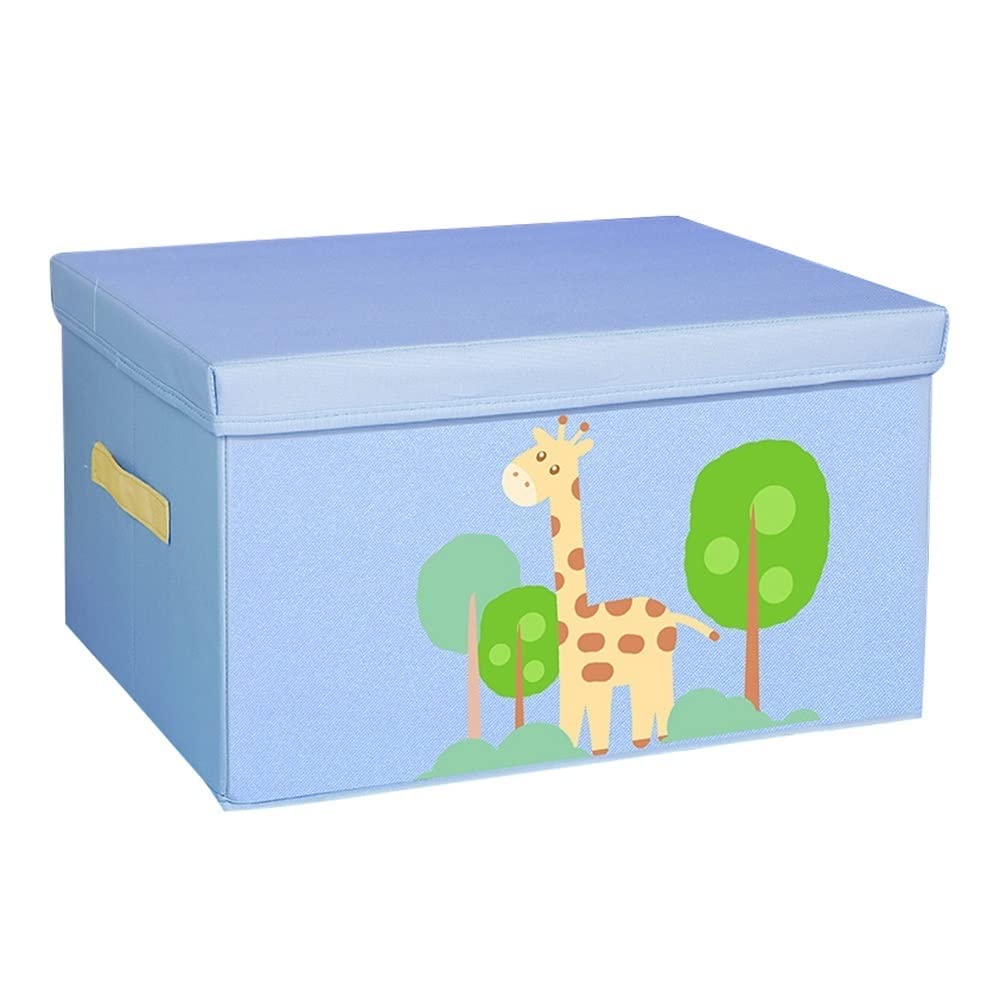 ETRGFTHU Foldable Storage Box Household Cartoon Sundries Storage Large Capacity Clothes Organizer Under-bed Book Storage Dustproof with Cover(Blue,35cm*28cm*18cm)