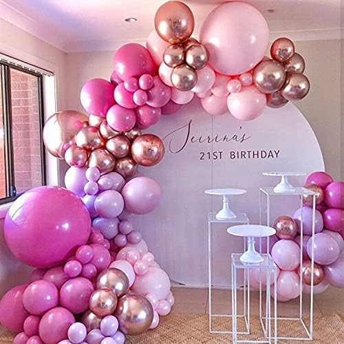 Miniatura 6 de 112pcs oro rosa confeti cromo metálico globo arco Garland rosa rojo látex Globos boda fiesta cumpleaños decoración juguete