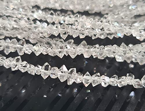Herkimer Diamond Quartz Gemstone Nuggets Beads | Herkimer Rough Necklace | Loose Gemstone Rough Size - 3-5 Mm Approx. 15 Inch [Msku 40] #TOP5