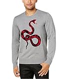 Inc International Concepts Men's Intarsia Knit Snake Sweater (Heather Grey, L)