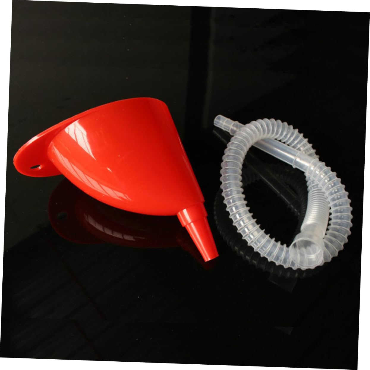 MAGICLULU 8 Juegos Embudo de relleno suministro de coche embudo de cuello largo automotor canalón del tanque de gasolina para el coche de aceite de e el plastico rojo